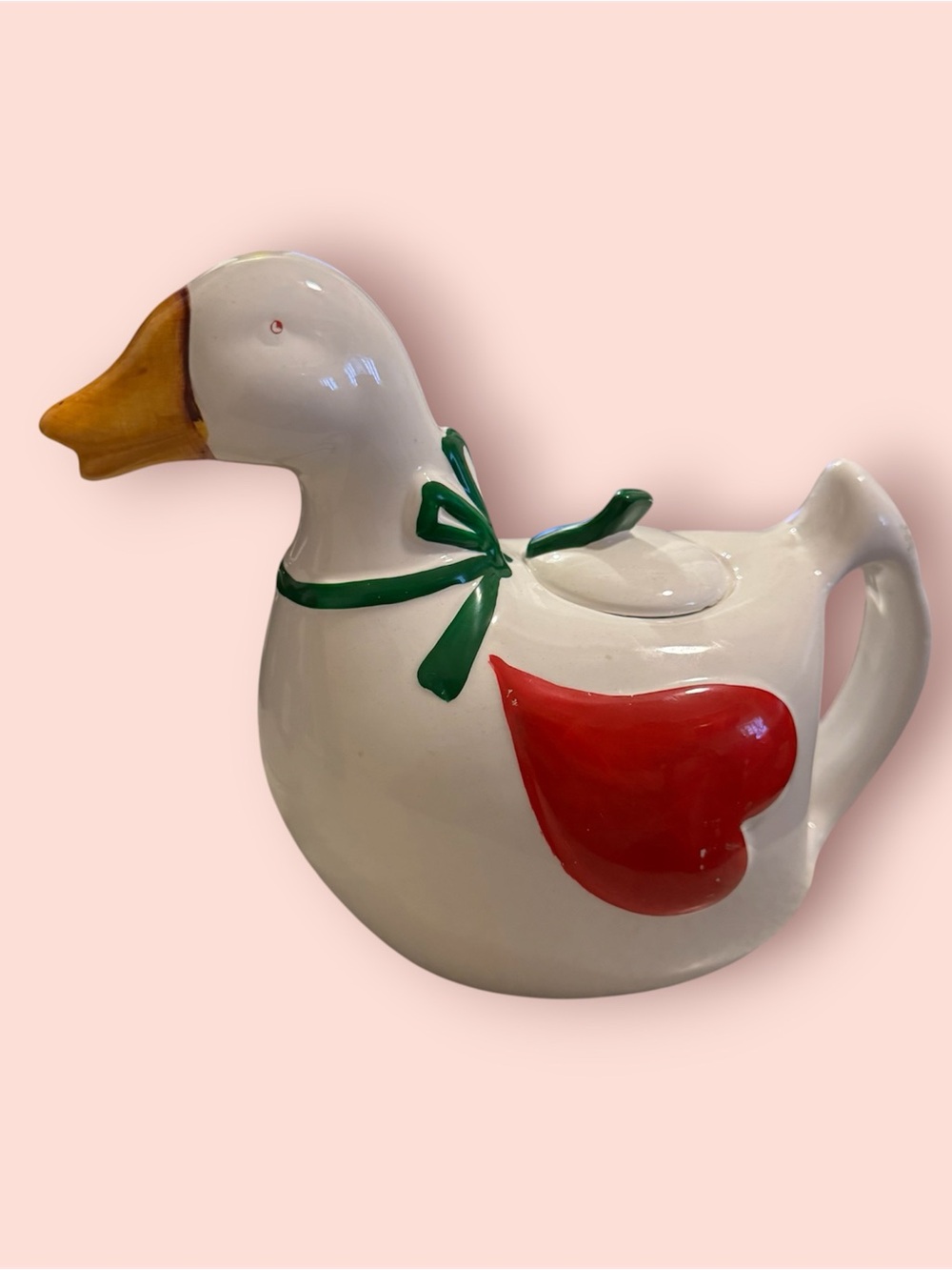 Vintage Holiday Heart Goose Tea Pot
